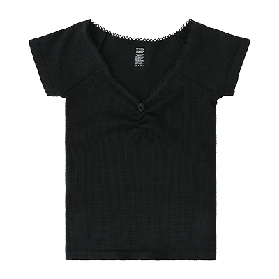 Juniors Waffle Seamless Top