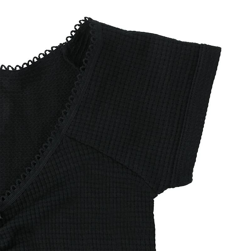 Juniors Waffle Seamless Top