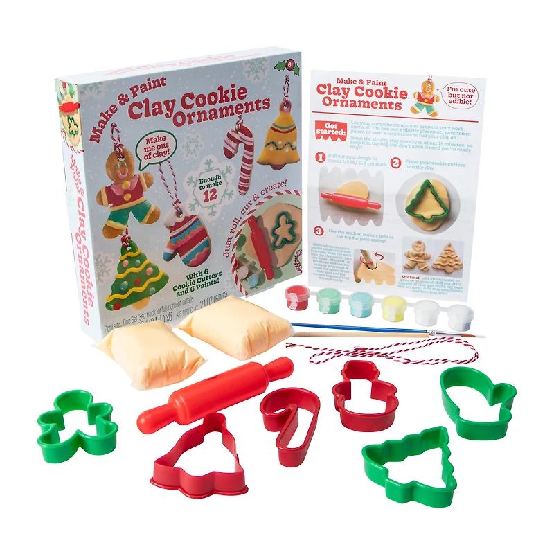 Christmas Make & Paint Clay Cookie Ornaments Set
