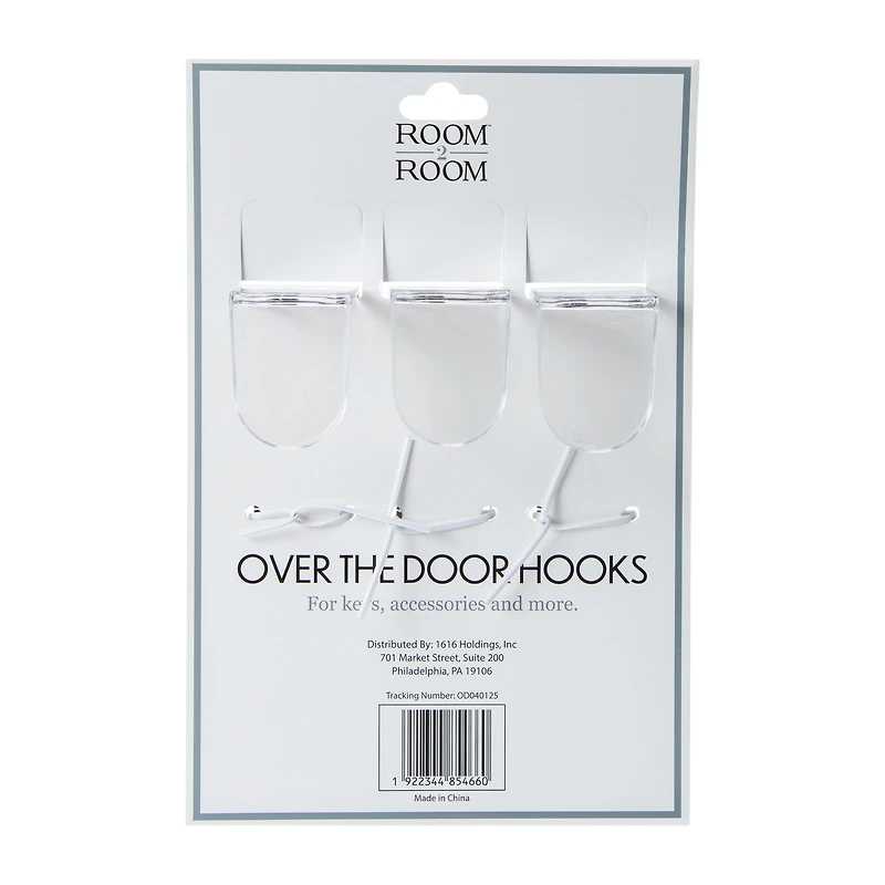 Printed Over The Door Hooks 3-Pack