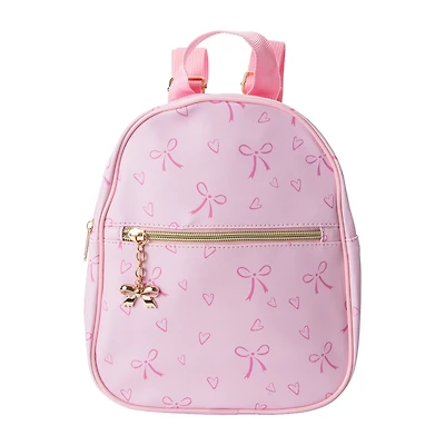 Printed Mini Backpack With Charm