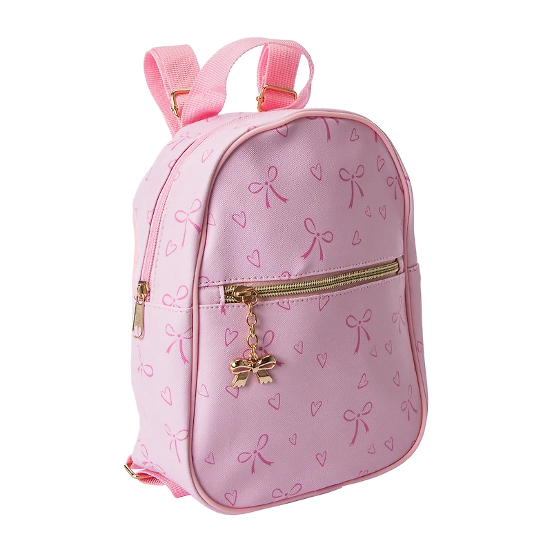 Printed Mini Backpack With Charm