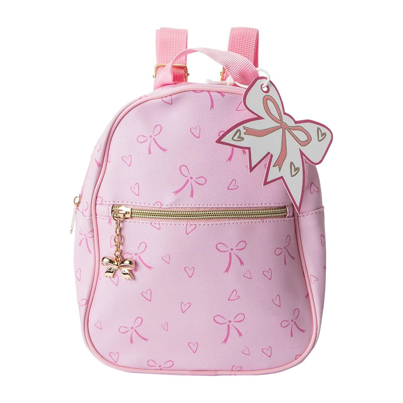Printed Mini Backpack With Charm