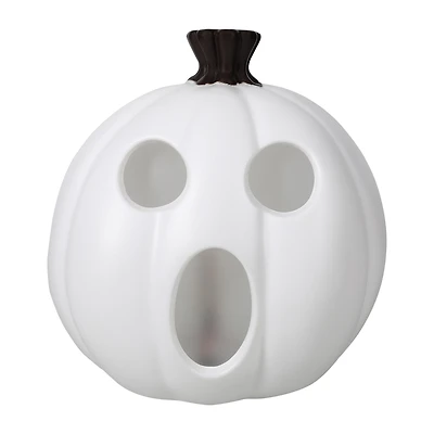 Halloween Flame Glow® White Pumpkin