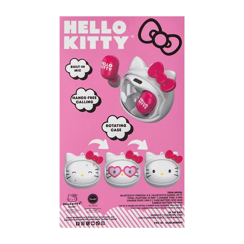 Hello Kitty And Friends® Wireless Earbuds With Rotating Charging Case