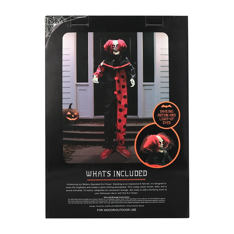Halloween Evil Clown LED Animatronic 6ft.