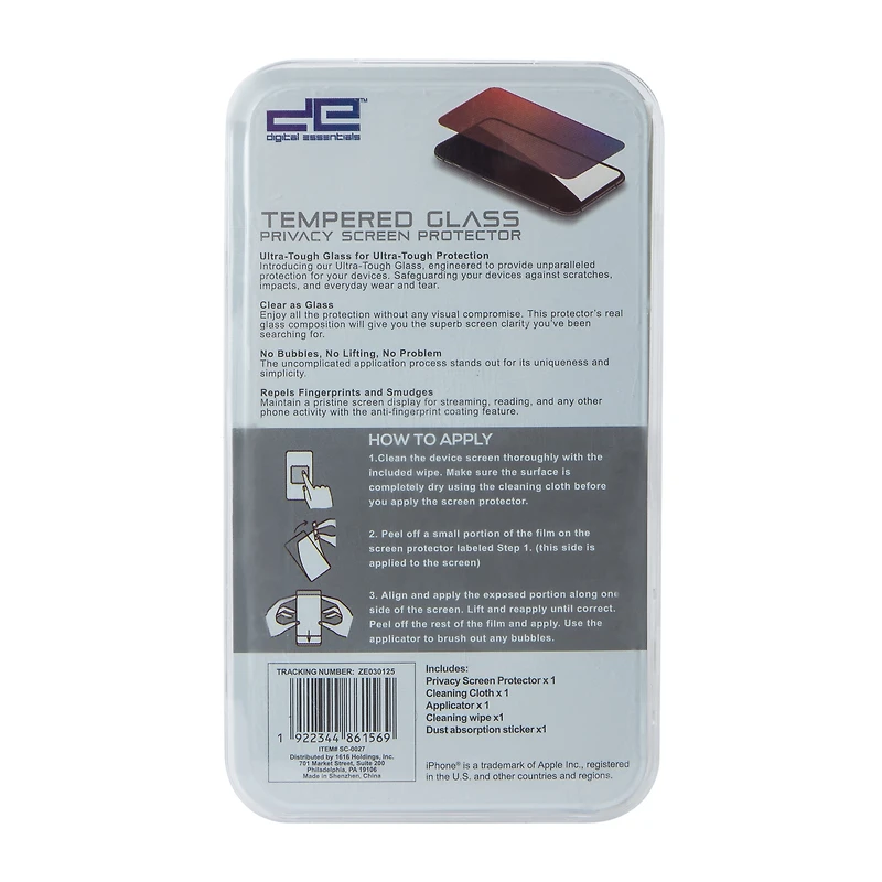 iPhone 15® Tempered Glass Privacy Screen Protector