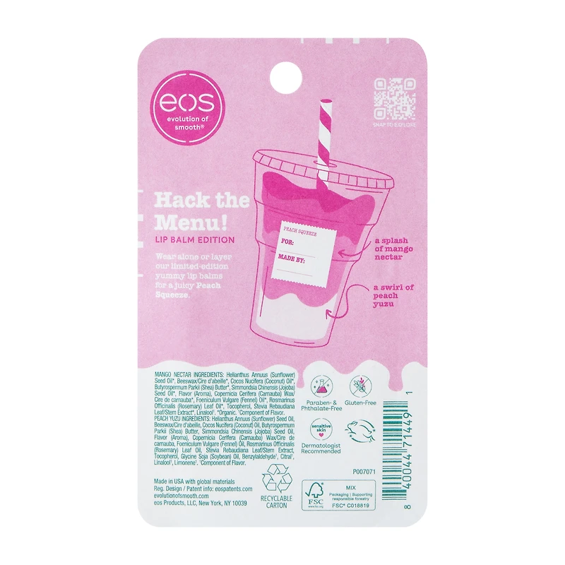 Evolution Of Smooth® Peach Squeeze Smooth Lip Balm 2-Pack 0.14oz