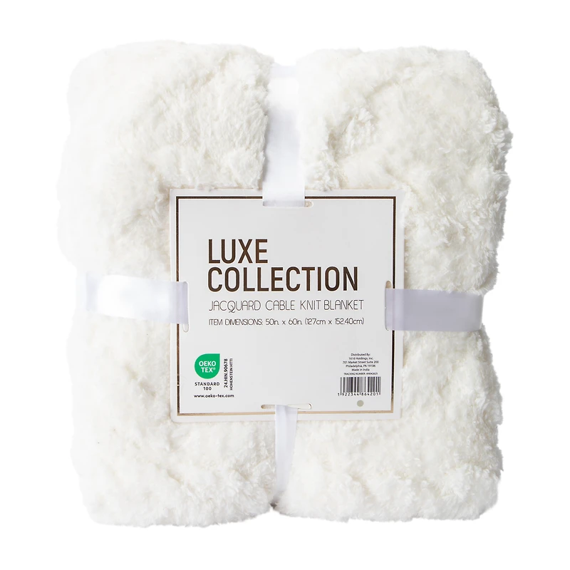 Luxe Collection Jacquard Cable Knit Blanket 50in x 60in