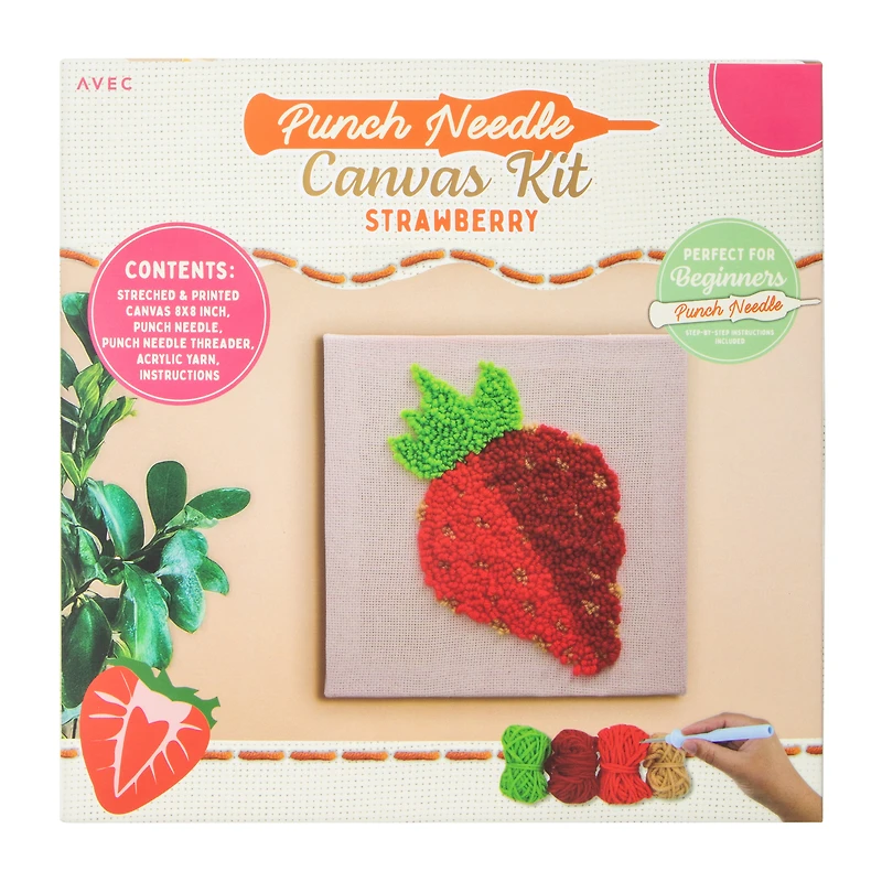 Punch Needle Strawberry Canvas Kit