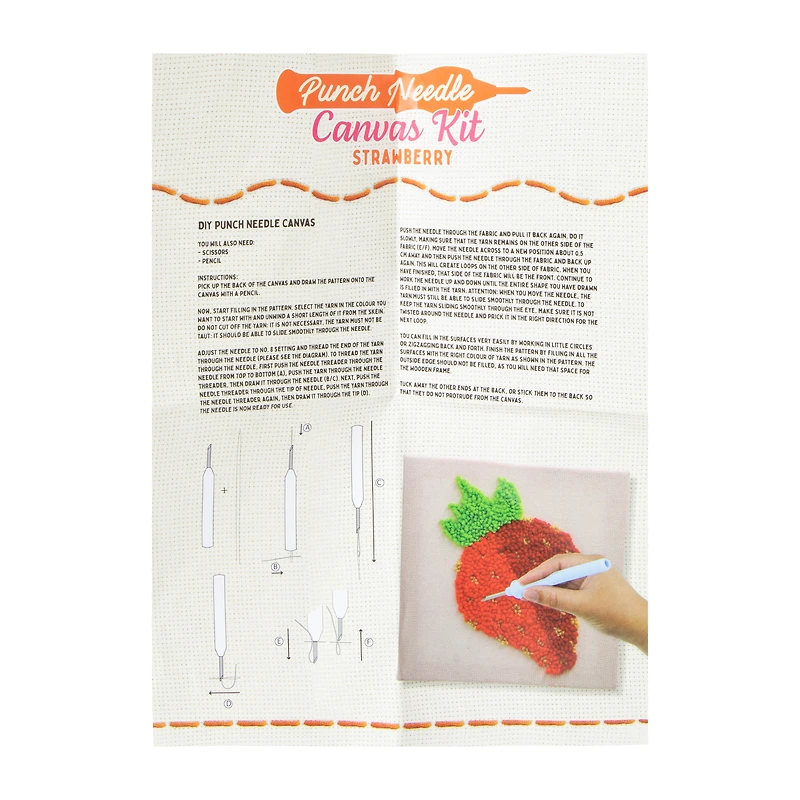 Punch Needle Strawberry Canvas Kit