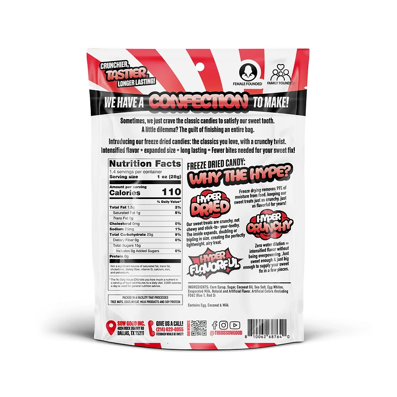 Sow Good Limited Edition Freeze Dried Cotton Candy Taffy 1.75oz