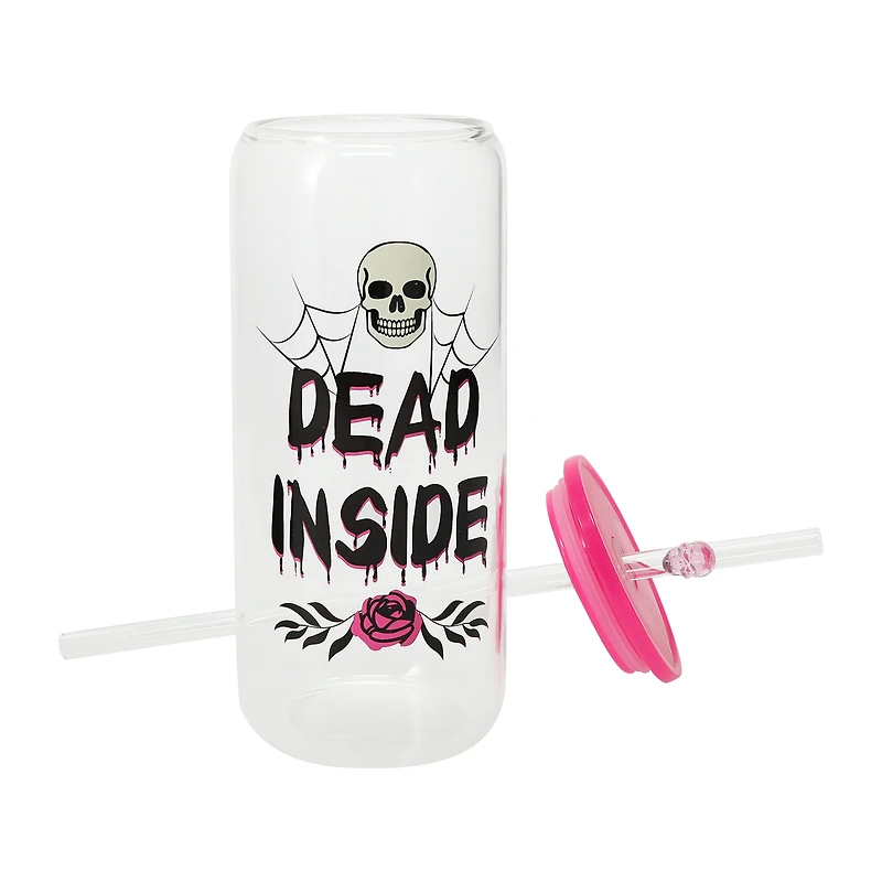Halloween Glass Tumbler With Straw 20oz