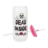 Halloween Glass Tumbler With Straw 20oz