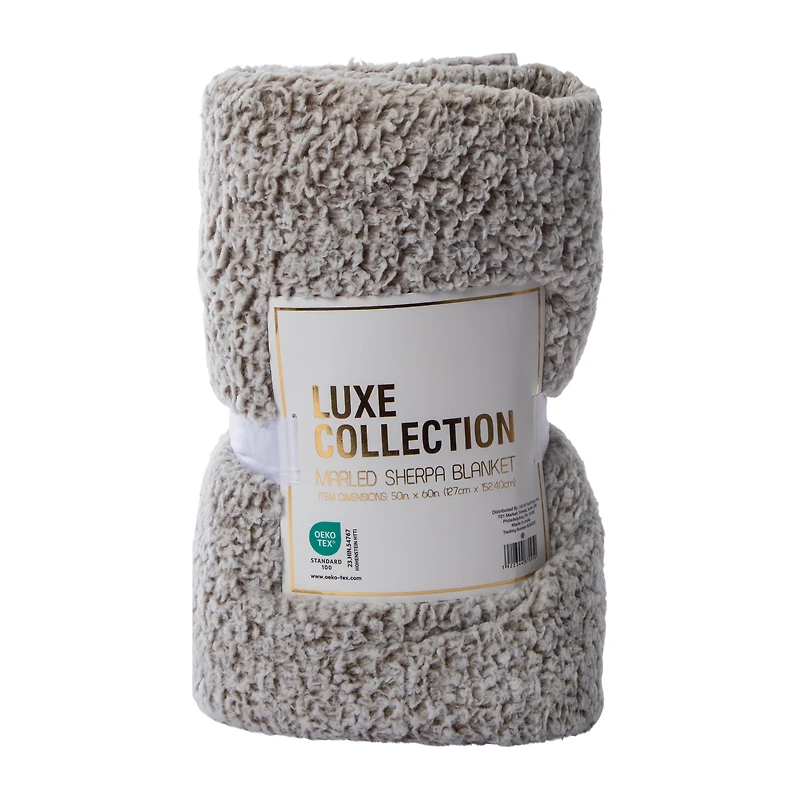Luxe Collection Marled Sherpa Blanket 50inx60in