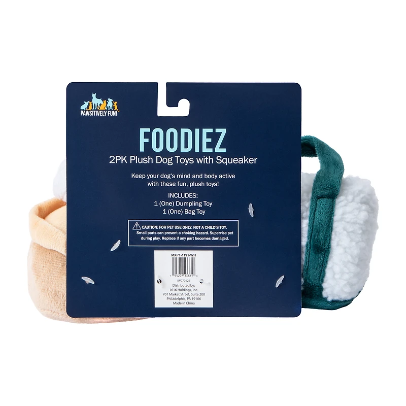 Foodiez Plush Dog Toys W/ Squeaker 2-Pack