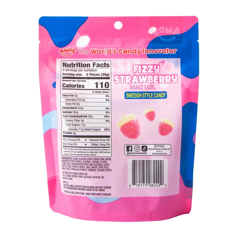Amos® Fizzy Strawberry Swedish Style Candy 9.5oz