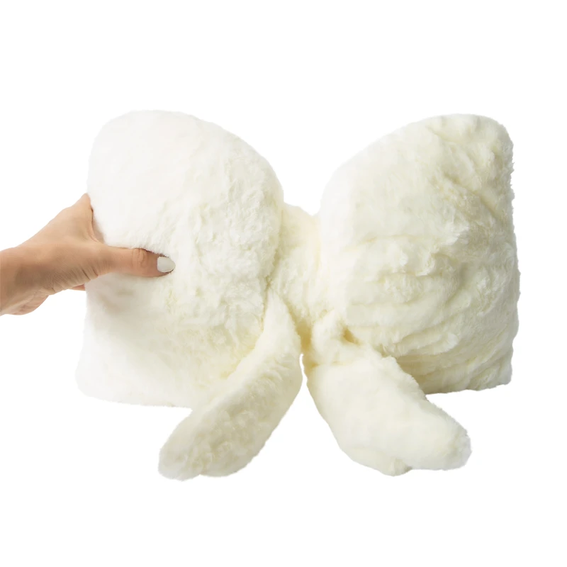 Fur Bow Pillow 16inx10in