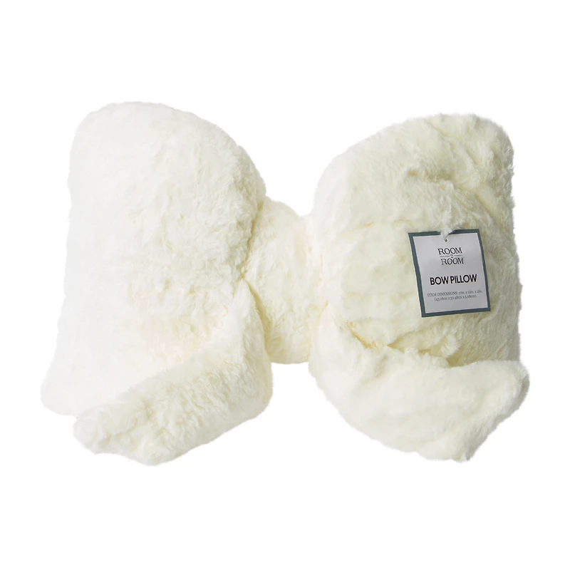 Fur Bow Pillow 16inx10in
