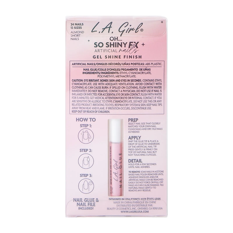 L.A. Girl Oh… So Shiny Fx Aura Glass Effect Nails Kit 26-Pcs