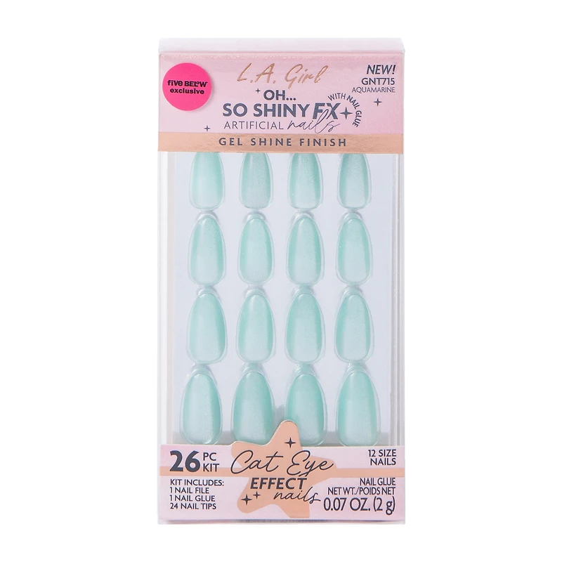 L.A. Girl Oh… So Shiny Fx Aquamarine Cat Eye Effect Nails Kit 26-Pcs