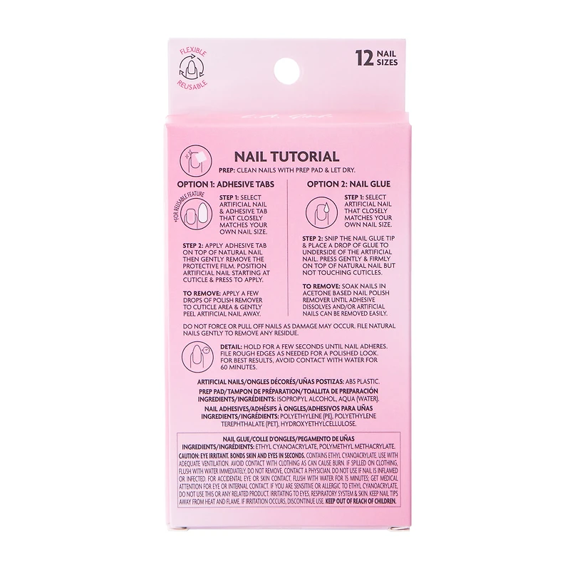 L.A. Girl Fave Mirror French Tip Luxe Shine Nails Kit 28-Pcs