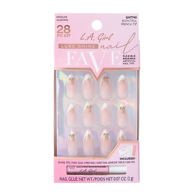 L.A. Girl Fave Bowtiful French Tip Luxe Shine Nails Kit 28-Pcs