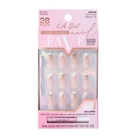 L.A. Girl Fave Bowtiful French Tip Luxe Shine Nails Kit 28-Pcs