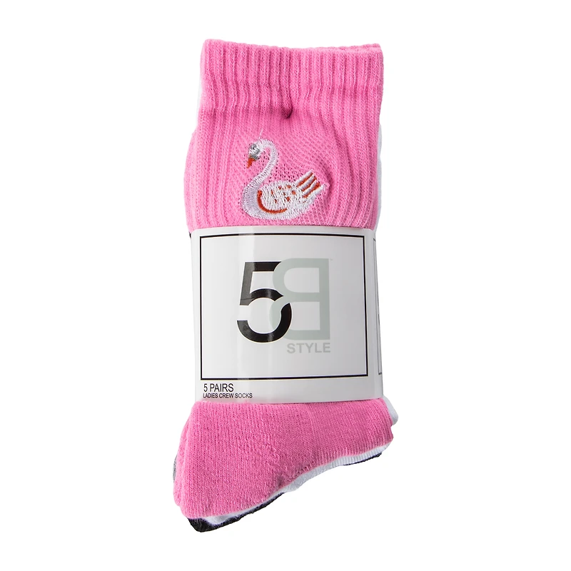 Juniors Ladies Crew Socks 5-Pairs
