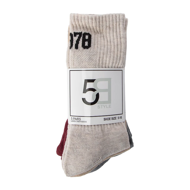 Juniors Ladies Crew Socks 5-Pairs