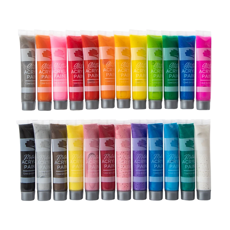 Metallic & Glitter Acrylic Paint Set 24-Count