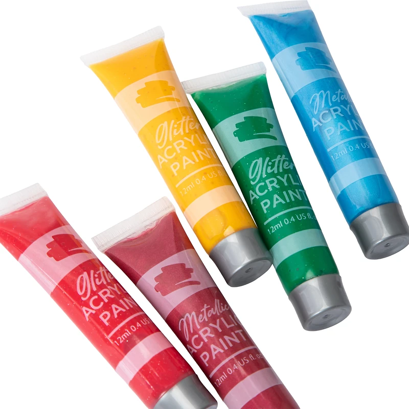 Metallic & Glitter Acrylic Paint Set 24-Count