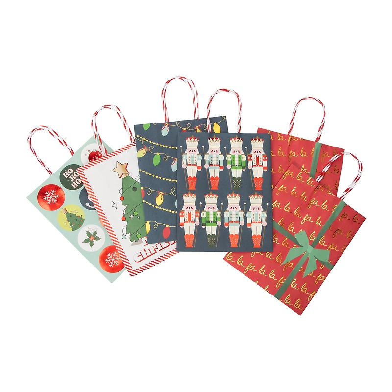 Christmas Holiday Kraft Bags 6-Count
