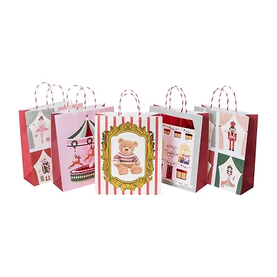 Christmas Holiday Kraft Bags 5-Count