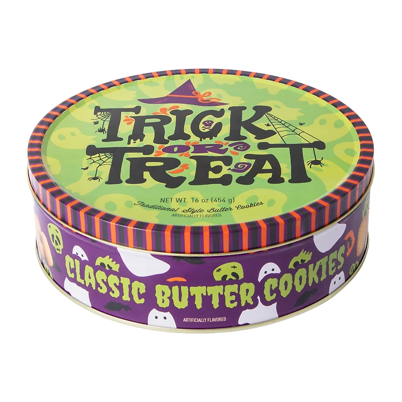 Halloween Trick Or Treat Traditional Style Butter Cookies Tin 16oz