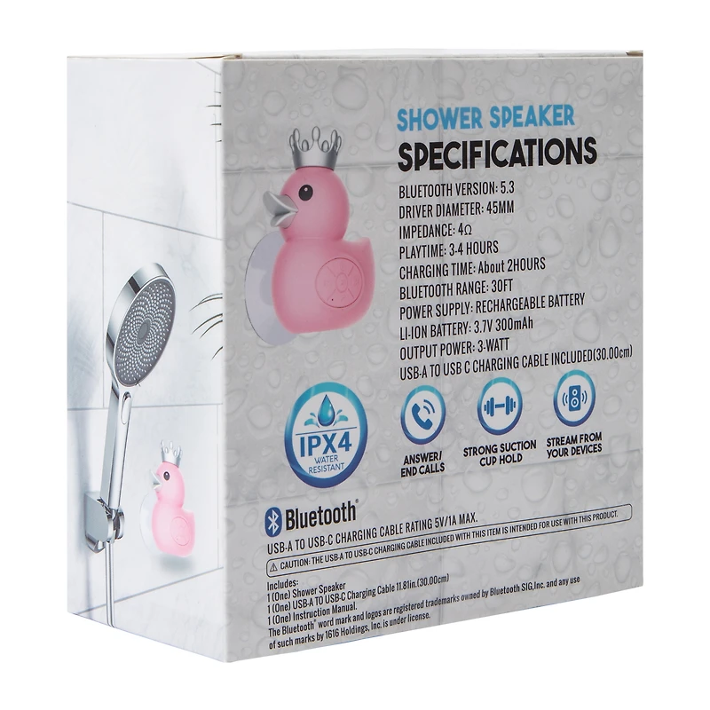 Rubber Duck IPX4 Water Resistant Shower Speaker