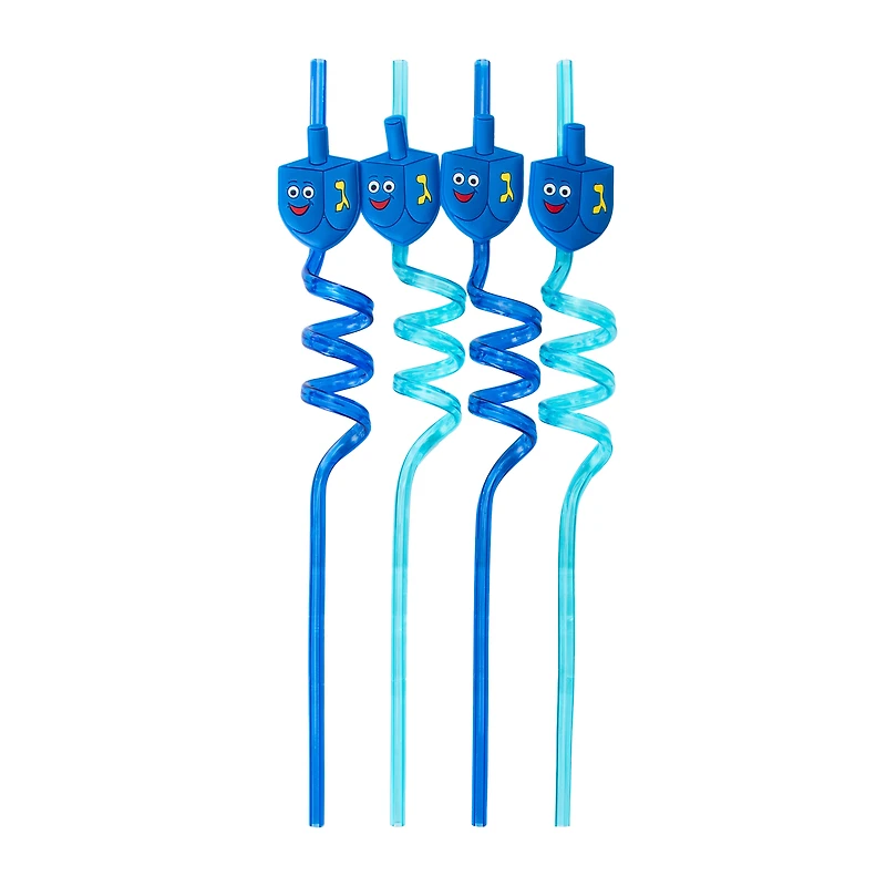 Hannukah Dreidel Straw 4-Pack