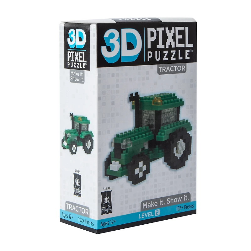3D Pixel Puzzle™ Tractor 192-Pieces