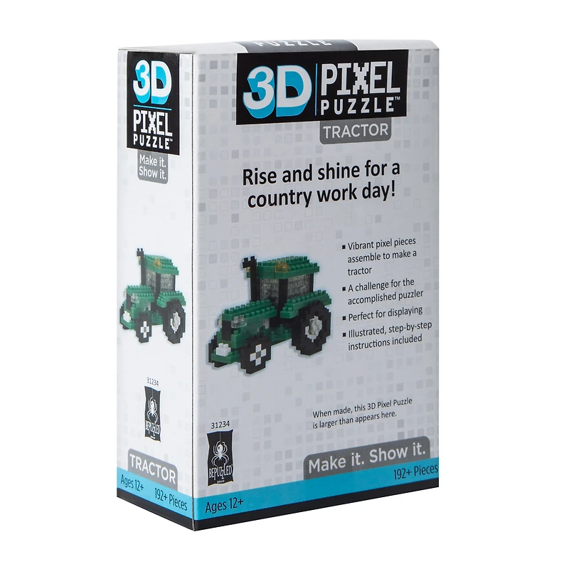 3D Pixel Puzzle™ Tractor 192-Pieces
