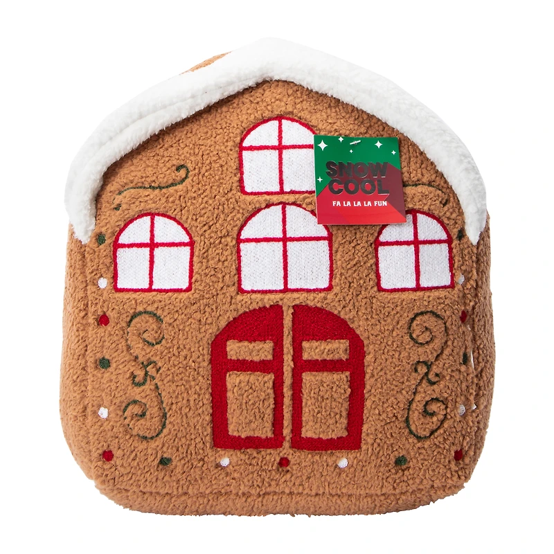 Christmas Snow Cool Gingerbread House Plush Pillow