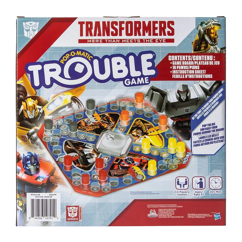 Transformers Pop-O-Matic Trouble Game