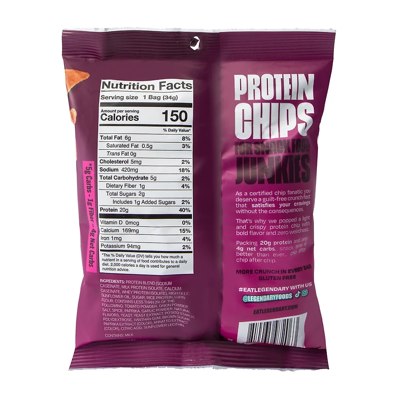 Legendary Foods™ Barbecue Flavored Popped Protein Chips 1.2oz