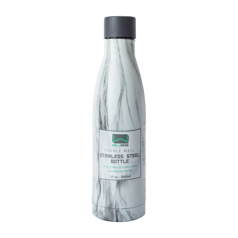 Wellness Marble-Textured Double Wall Stainless Steel Bottle 17oz