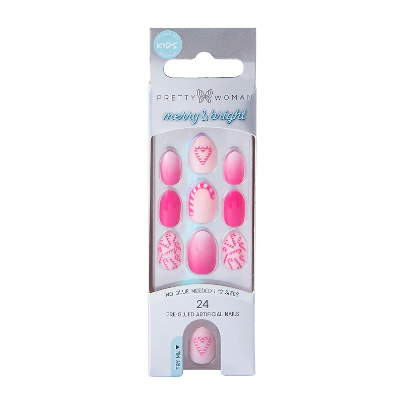 Pretty Woman Kids Collection Merry & Bright Seasonal Nails 24-Count