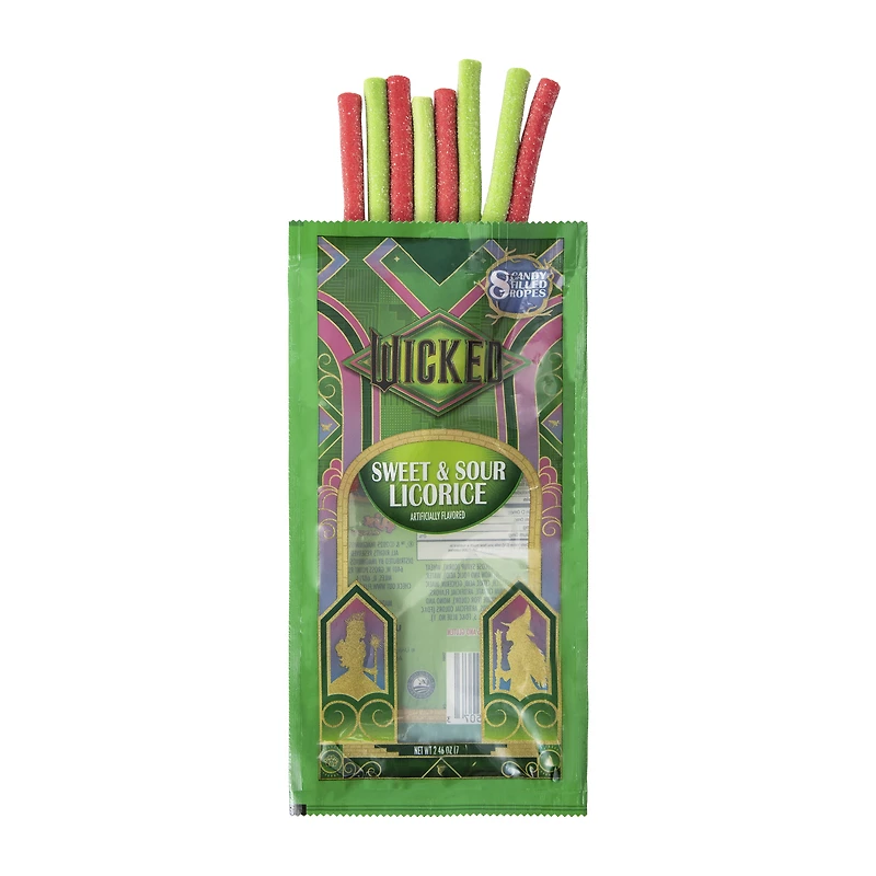 Wicked Sweet & Sour Licorice Candy Filled Ropes 8-Count 2.46oz