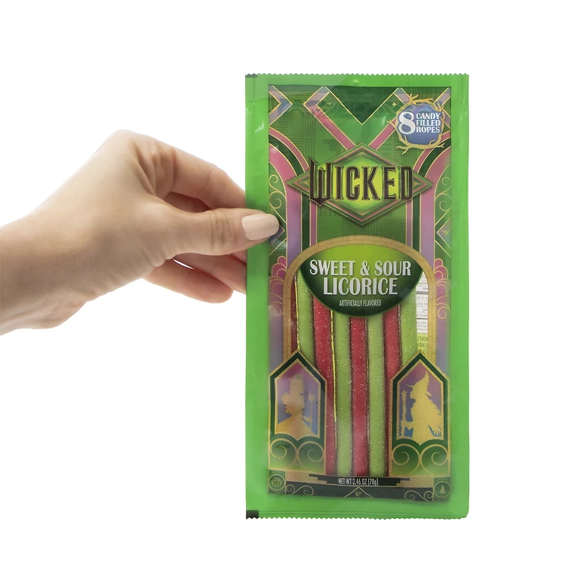 Wicked Sweet & Sour Licorice Candy Filled Ropes 8-Count 2.46oz