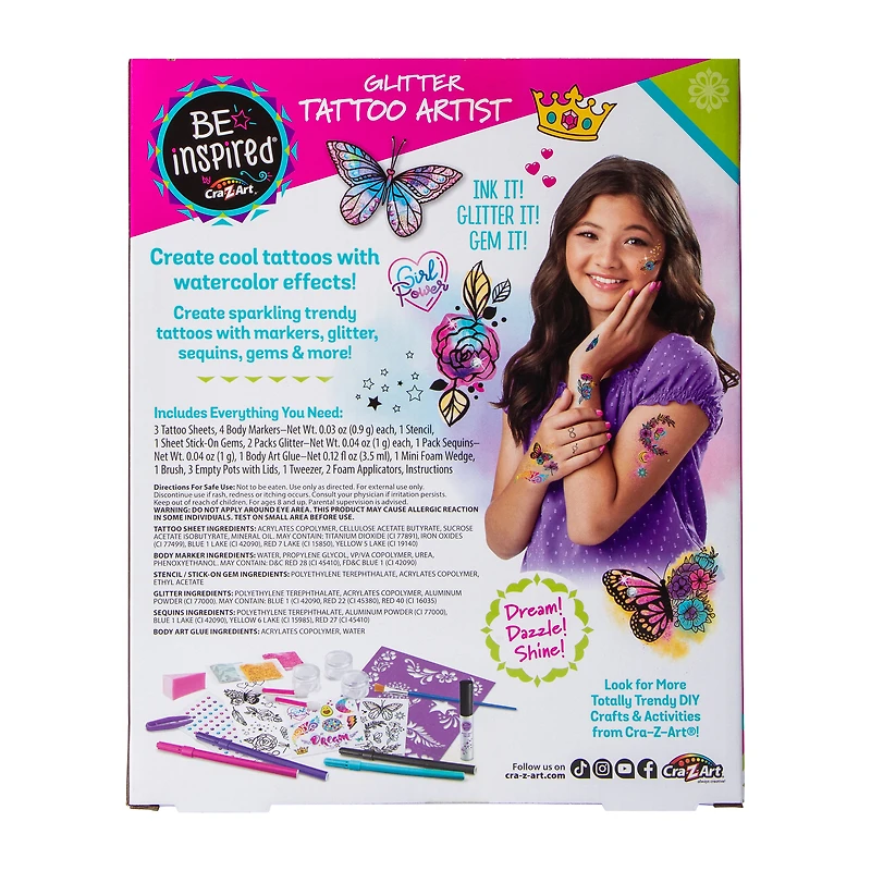 Be Inspired® By Cra-Z-Art® Glitter Tattoo Artist Kit