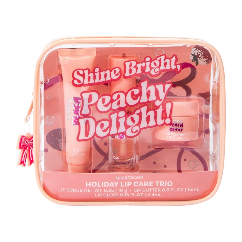 ScentXScent Shine Bright, Peachy Delight! Holiday Lip Care Trio