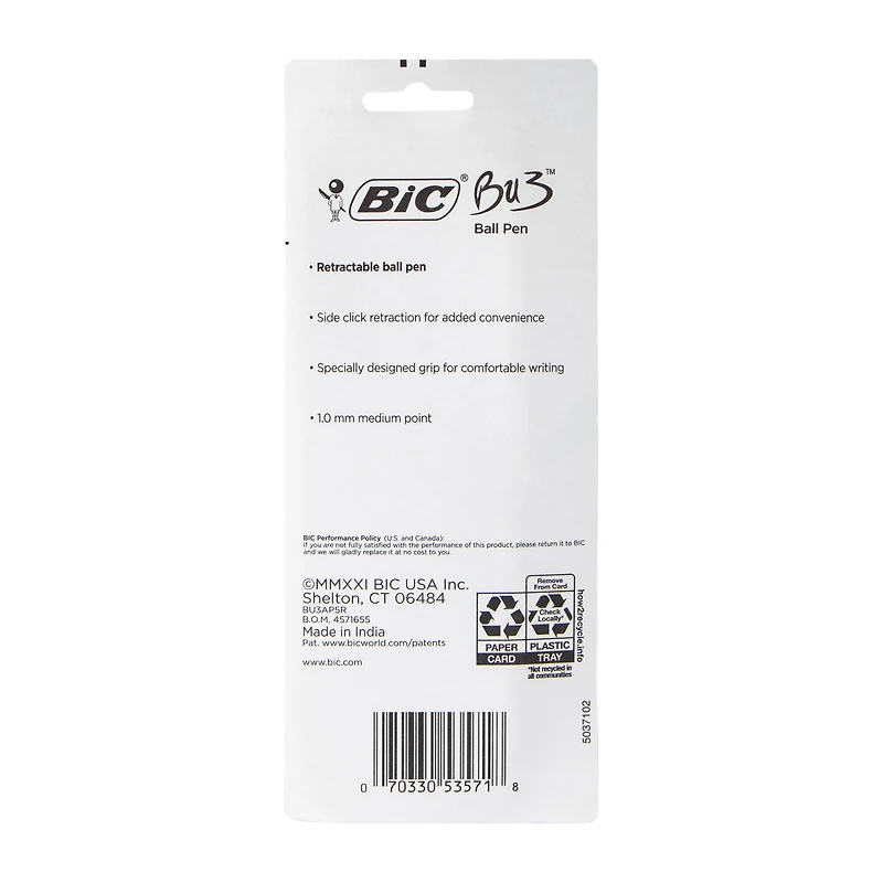 Bic® Bu3™ Ball Pen 5-Pack