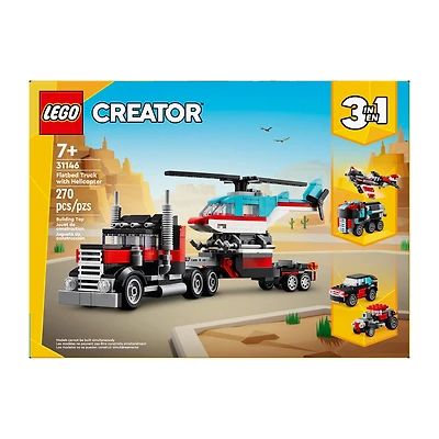 Lego® Creator™ 3-In-1 Flatbed Truck With Helicopter Building Toy
